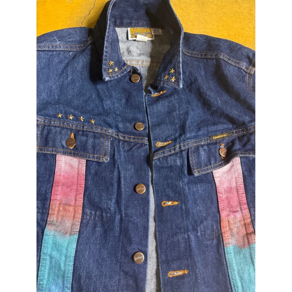 Vtg Branders Dickies Denim Jacket Size 42 Hot Air Balloon Stars Embellished Rare